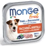 Влажный корм Monge Dog Fruit для собак,с индейкой с черникой, консервы 100 г