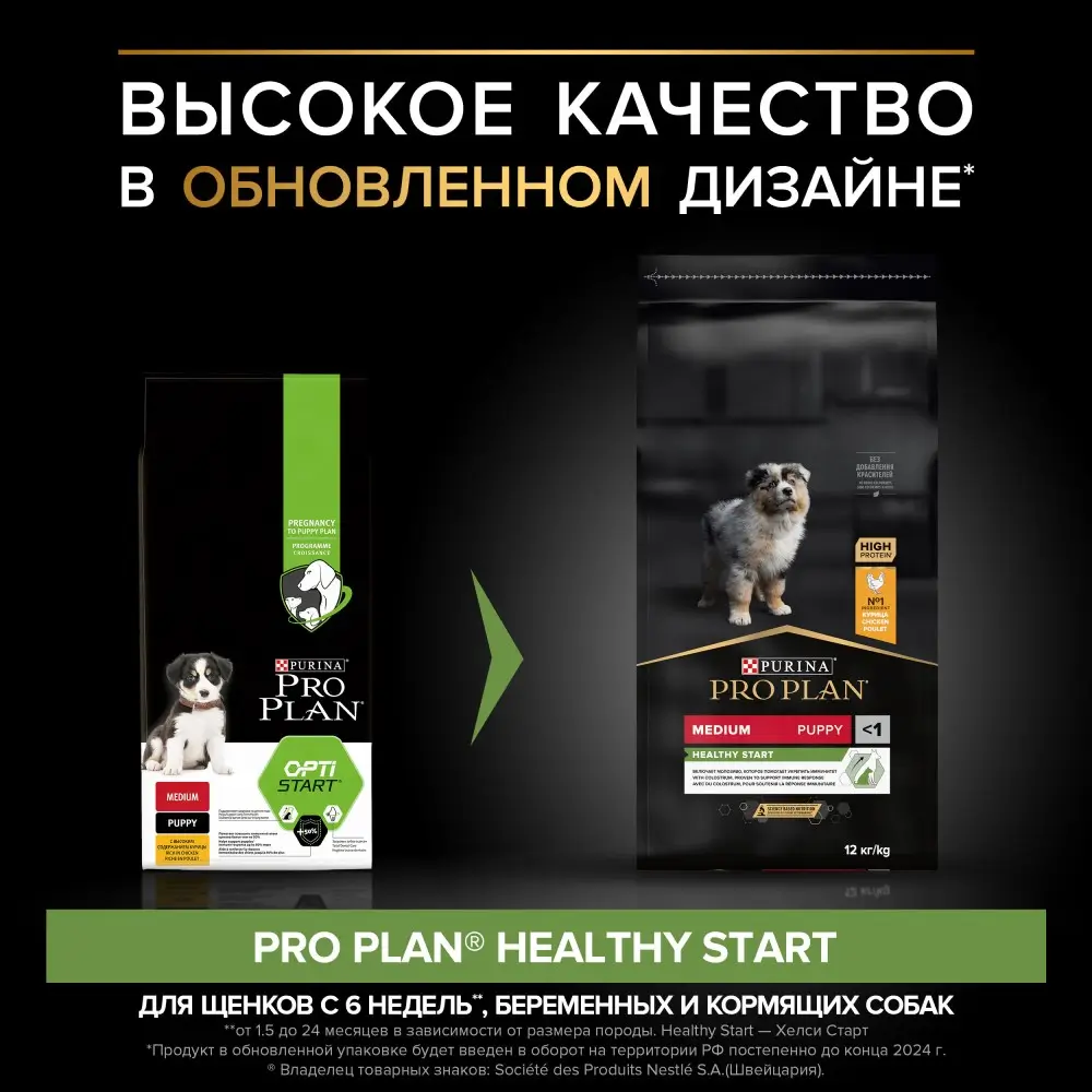 Сухой корм PRO PLAN® HEALTHY START для щенков средних пород с курицей